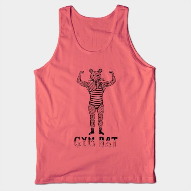 Strongman Bodybuilder Gym Rat - Line Drawing Tank Top by studiogooz